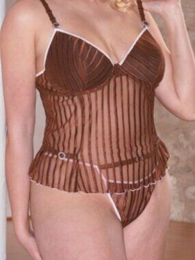 NWT Escante Chocolate & Pink Cami Set Size 1X
